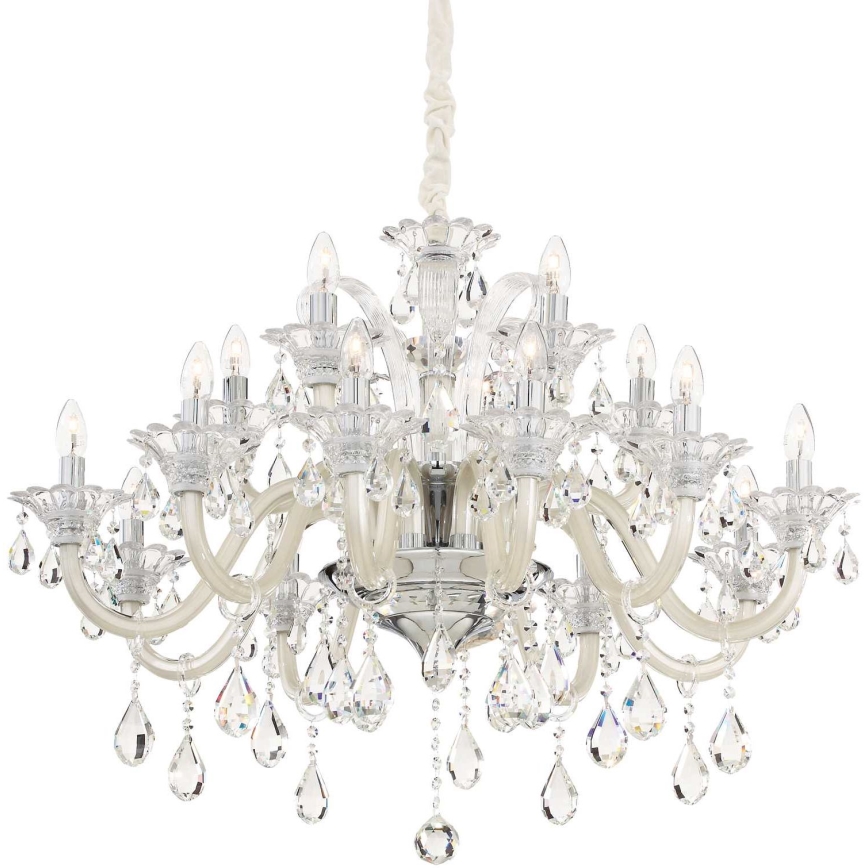 Ideal Lux - Crystal chandelier on a chain COLOSSAL 15xE14/40W/230V d. 95 cm creamy/shiny chrome