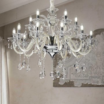 Ideal Lux - Crystal chandelier on a chain COLOSSAL 15xE14/40W/230V d. 95 cm creamy/shiny chrome