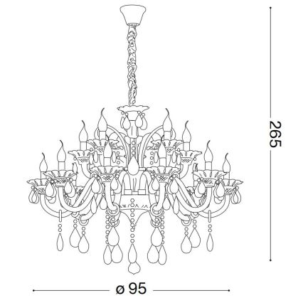 Ideal Lux - Crystal chandelier on a chain COLOSSAL 15xE14/40W/230V d. 95 cm grey/shiny chrome