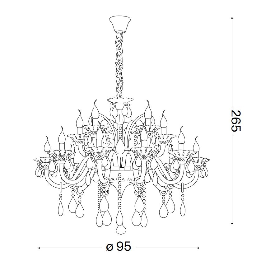 Ideal Lux - Crystal chandelier on a chain COLOSSAL 15xE14/40W/230V d. 95 cm grey/shiny chrome