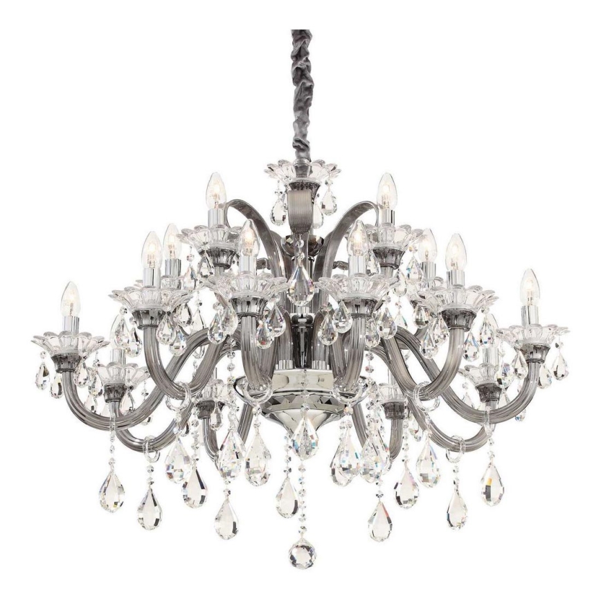 Ideal Lux - Crystal chandelier on a chain COLOSSAL 15xE14/40W/230V d. 95 cm grey/shiny chrome
