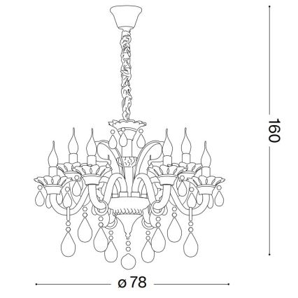 Ideal Lux - Crystal chandelier on a chain COLOSSAL 8xE14/40W/230V d. 78 cm grey/shiny chrome