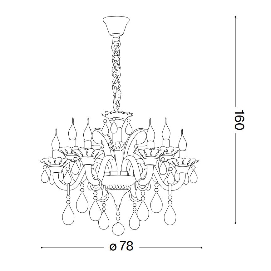 Ideal Lux - Crystal chandelier on a chain COLOSSAL 8xE14/40W/230V d. 78 cm grey/shiny chrome
