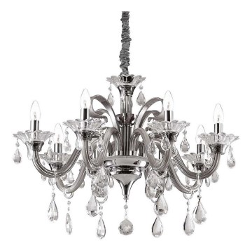 Ideal Lux - Crystal chandelier on a chain COLOSSAL 8xE14/40W/230V d. 78 cm grey/shiny chrome