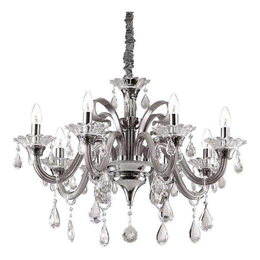 Ideal Lux - Crystal chandelier on a chain COLOSSAL 8xE14/40W/230V d. 78 cm grey/shiny chrome