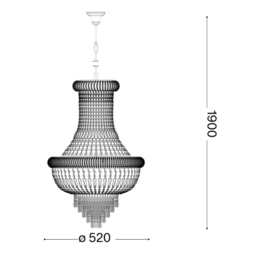 Ideal Lux - Crystal chandelier on a chain DUBAI 10xE14/28W/230V d. 52 cm shiny chrome
