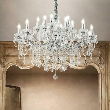 Ideal Lux - Crystal chandelier on a chain FLORIAN 18xE14/40W/230V d. 86 cm clear
