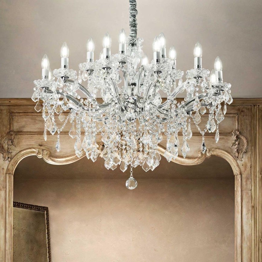 Ideal Lux - Crystal chandelier on a chain FLORIAN 18xE14/40W/230V d. 86 cm clear