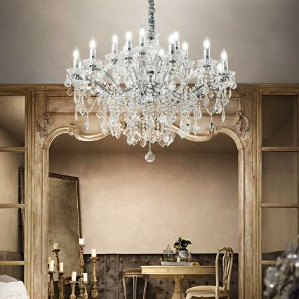 Ideal Lux - Crystal chandelier on a chain FLORIAN 18xE14/40W/230V d. 86 cm clear