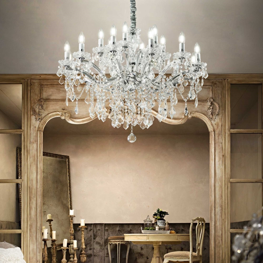 Ideal Lux - Crystal chandelier on a chain FLORIAN 18xE14/40W/230V d. 86 cm clear