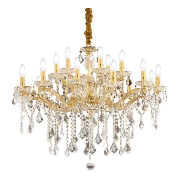 Ideal Lux - Crystal chandelier on a chain FLORIAN 18xE14/40W/230V d. 86 cm gold
