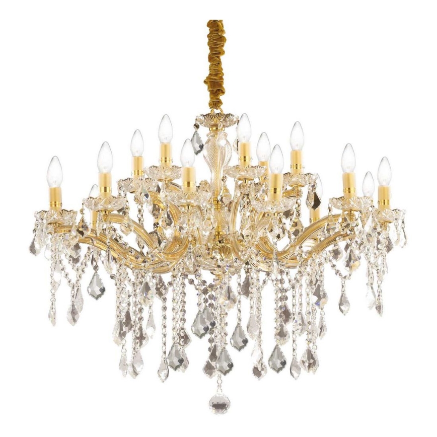 Ideal Lux - Crystal chandelier on a chain FLORIAN 18xE14/40W/230V d. 86 cm gold
