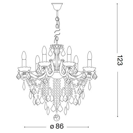 Ideal Lux - Crystal chandelier on a chain FLORIAN 18xE14/40W/230V d. 86 cm gold
