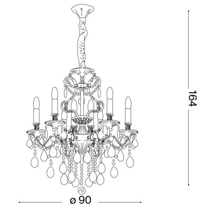Ideal Lux - Crystal chandelier on a chain GIOCONDA 12xE14/40W/230V d. 90 cm gold