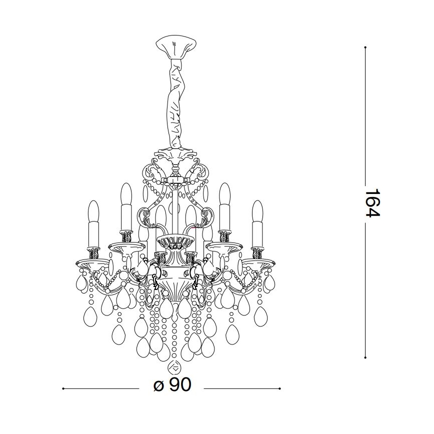 Ideal Lux - Crystal chandelier on a chain GIOCONDA 12xE14/40W/230V d. 90 cm gold