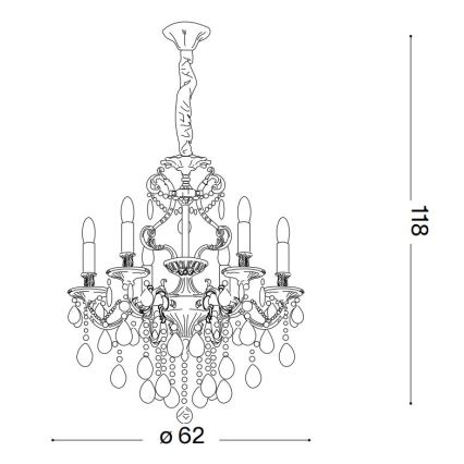 Ideal Lux - Crystal chandelier on a chain GIOCONDA 6xE14/40W/230V d. 62 cm gold