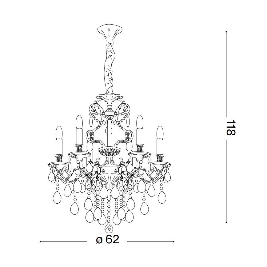 Ideal Lux - Crystal chandelier on a chain GIOCONDA 6xE14/40W/230V d. 62 cm gold