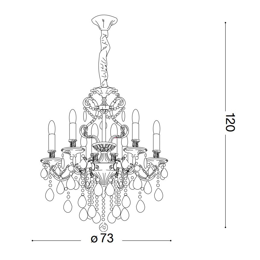 Ideal Lux - Crystal chandelier on a chain GIOCONDA 8xE14/40W/230V d. 73 cm gold