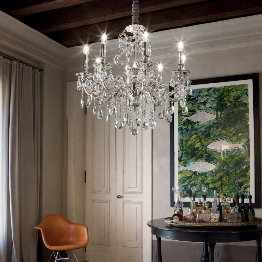 Ideal Lux - Crystal chandelier on a chain GIOCONDA 8xE14/40W/230V d. 73 cm silver