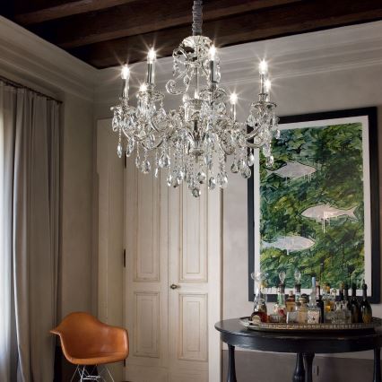 Ideal Lux - Crystal chandelier on a chain GIOCONDA 8xE14/40W/230V d. 73 cm silver