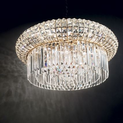Ideal Lux - Crystal chandelier on a chain NABUCCO 12xE14/40W/230V d. 60 cm gold