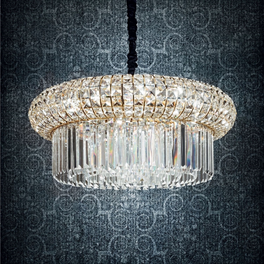 Ideal Lux - Crystal chandelier on a chain NABUCCO 12xE14/40W/230V d. 60 cm gold