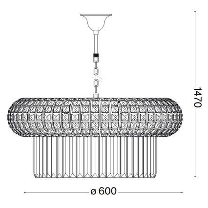 Ideal Lux - Crystal chandelier on a chain NABUCCO 12xE14/40W/230V d. 60 cm gold