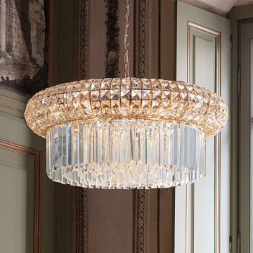 Ideal Lux - Crystal chandelier on a chain NABUCCO 16xE14/40W/230V d. 70 cm gold