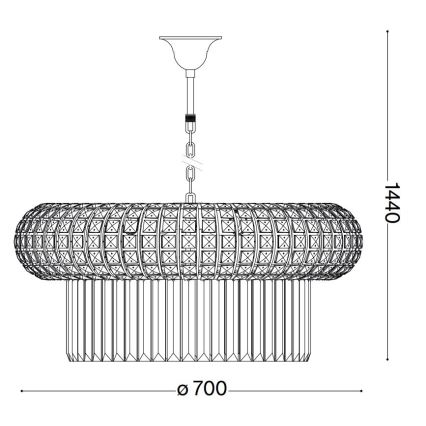Ideal Lux - Crystal chandelier on a chain NABUCCO 16xE14/40W/230V d. 70 cm gold