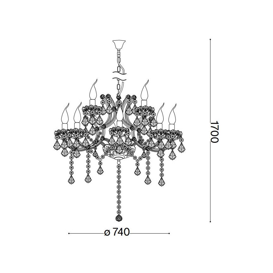 Ideal Lux - Crystal chandelier on a chain NAPOLEON 12xE14/40W/230V d. 74 cm shiny chrome