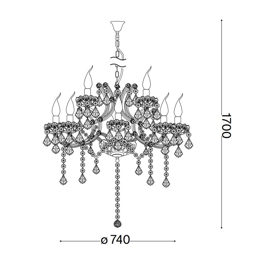 Ideal Lux - Crystal chandelier on a chain NAPOLEON 12xE14/40W/230V d. 74 cm gold