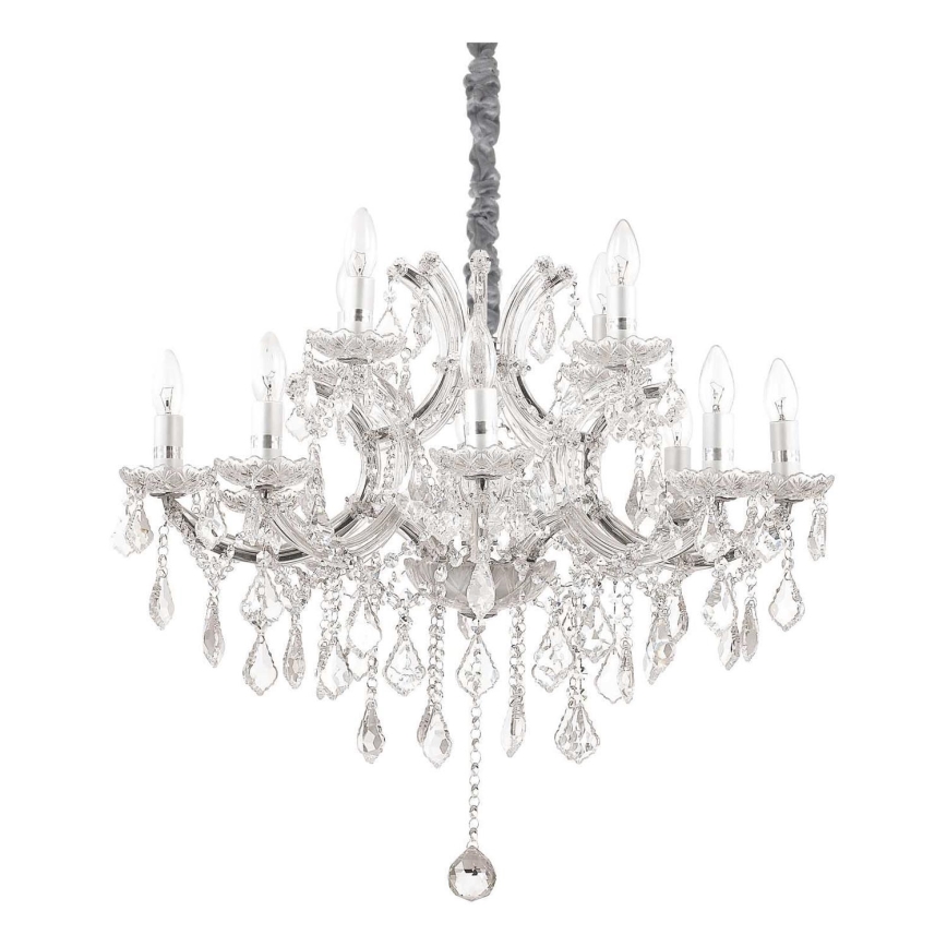 Ideal Lux - Crystal chandelier on a chain NAPOLEON 12xE14/40W/230V d. 74 cm shiny chrome