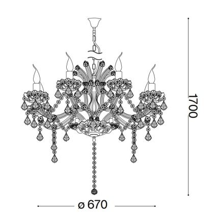 Ideal Lux - Crystal chandelier on a chain NAPOLEON 8xE14/40W/230V d. 67 cm chrome