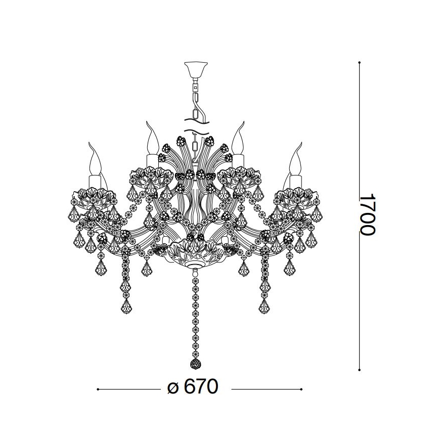 Ideal Lux - Crystal chandelier on a chain NAPOLEON 8xE14/40W/230V d. 67 cm chrome