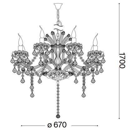 Ideal Lux - Crystal chandelier on a chain NAPOLEON 8xE14/40W/230V d. 67 cm gold