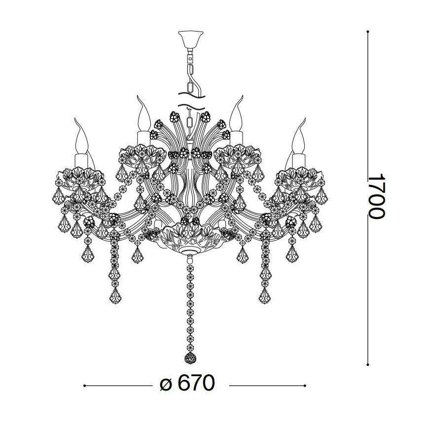 Ideal Lux - Crystal chandelier on a chain NAPOLEON 8xE14/40W/230V d. 67 cm gold