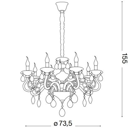 Ideal Lux - Crystal chandelier on a chain NEGRESCO 8xE14/28W/230V d. 73,5 cm clear