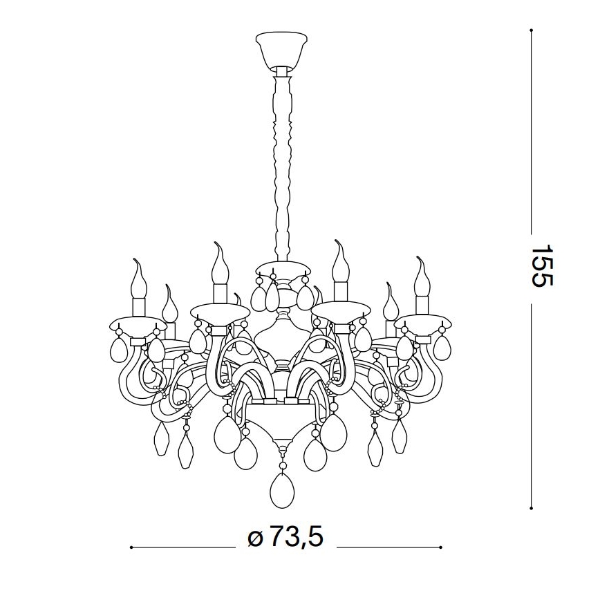 Ideal Lux - Crystal chandelier on a chain NEGRESCO 8xE14/28W/230V d. 73,5 cm clear