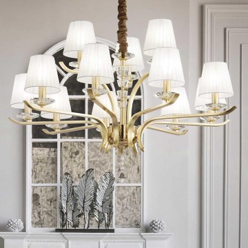 Ideal Lux - Crystal chandelier on a chain PEGASO 12xE14/28W/230V d. 102 cm gold