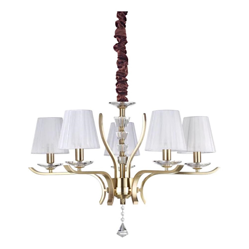 Ideal Lux - Crystal chandelier on a chain PEGASO 5xE14/28W/230V d. 72 cm gold