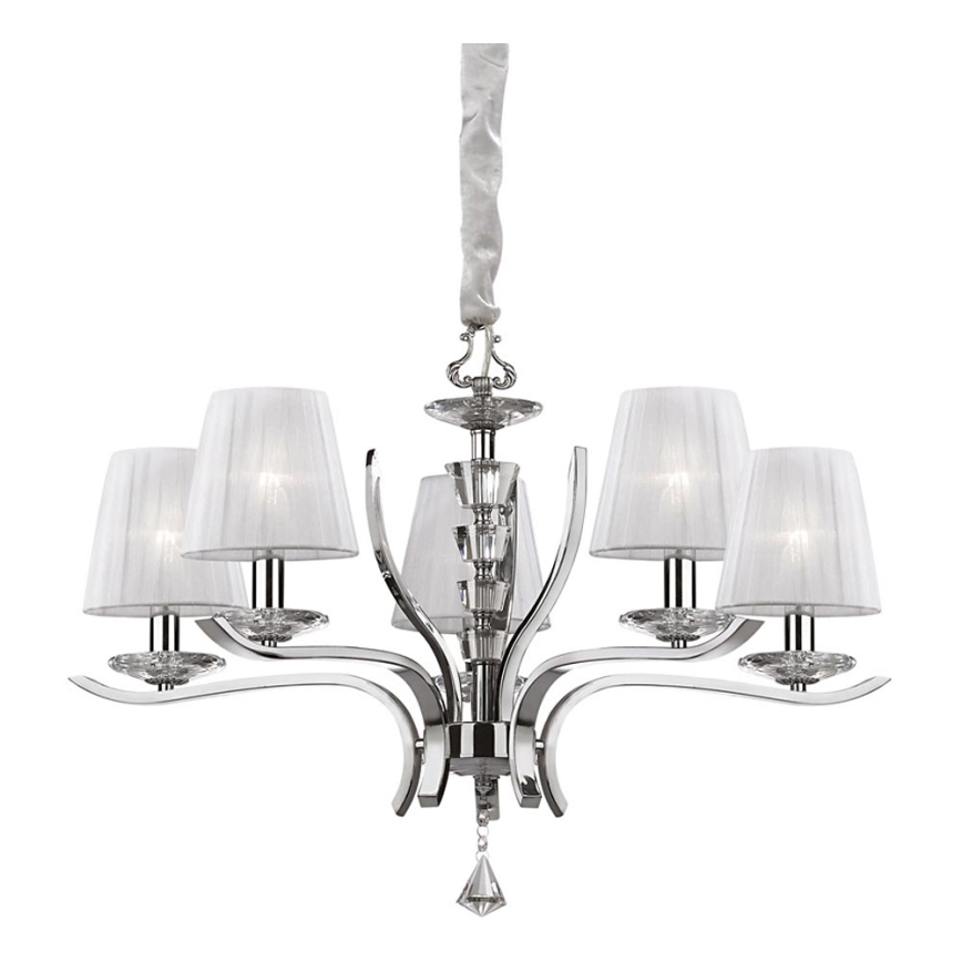Ideal Lux - Crystal chandelier on a chain PEGASO 5xE14/28W/230V d. 72 cm shiny chrome