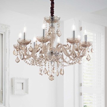 Ideal Lux - Crystal chandelier on a chain ROSE 8xE14/40W/230V d. 78 cm beige