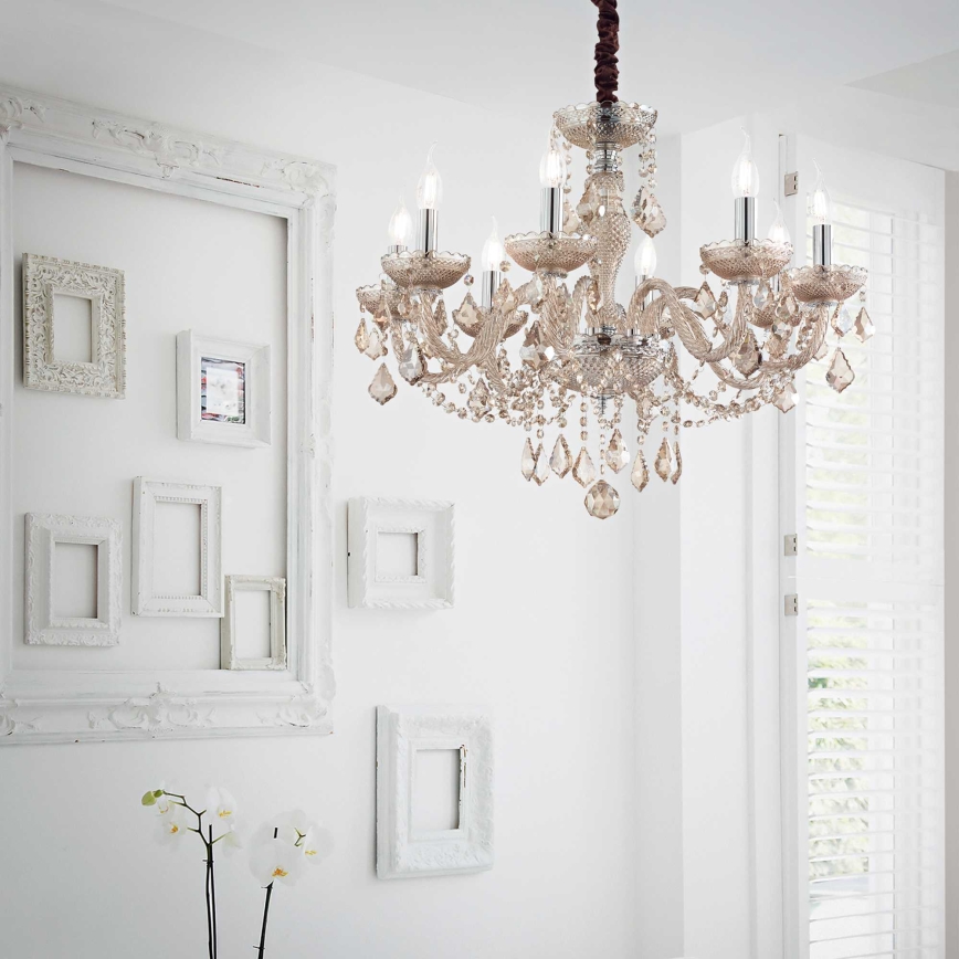 Ideal Lux - Crystal chandelier on a chain ROSE 8xE14/40W/230V d. 78 cm beige
