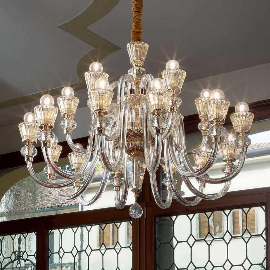 Ideal Lux - Crystal chandelier on a chain STRAUSS 18xE14/40W/230V d. 85 cm brass