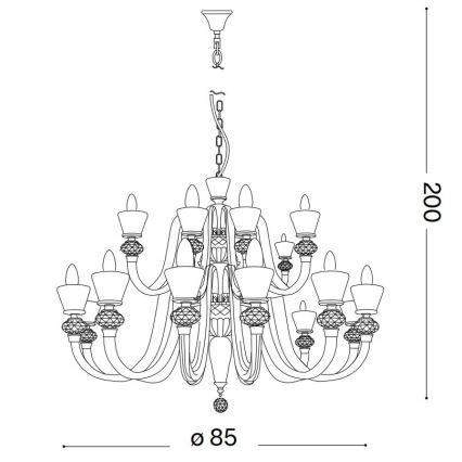 Ideal Lux - Crystal chandelier on a chain STRAUSS 18xE14/40W/230V d. 85 cm brass