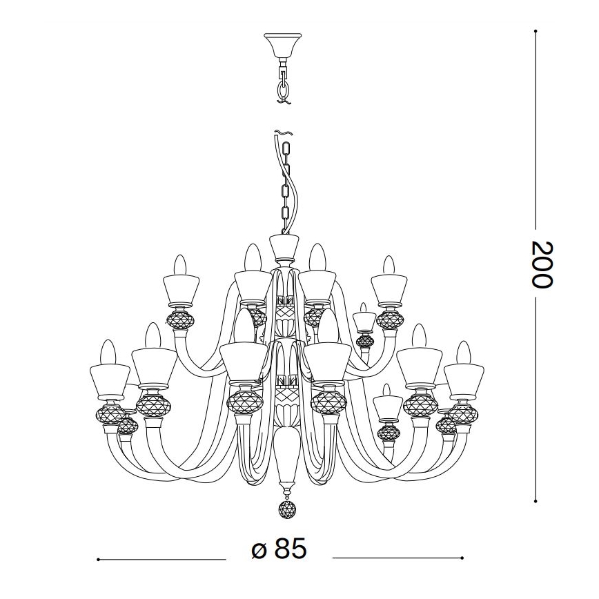 Ideal Lux - Crystal chandelier on a chain STRAUSS 18xE14/40W/230V d. 85 cm brass