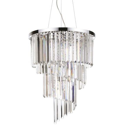 Ideal Lux - Crystal chandelier on a string CARLTON 12xE14/40W/230V d. 50 cm shiny chrome