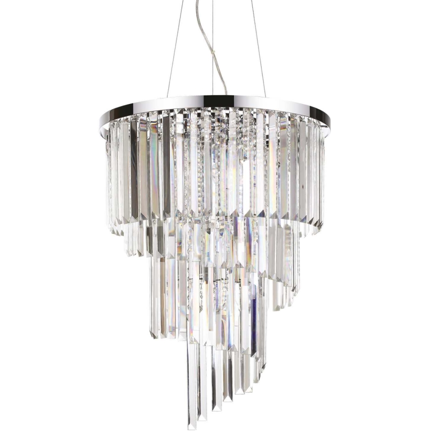 Ideal Lux - Crystal chandelier on a string CARLTON 12xE14/40W/230V d. 50 cm shiny chrome