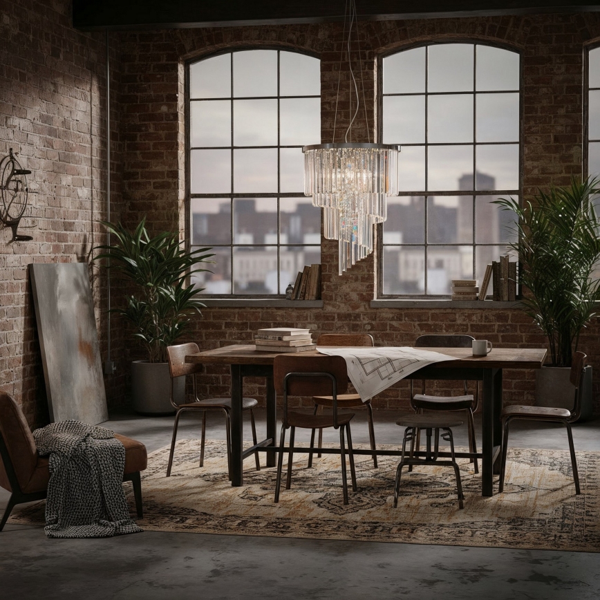 Ideal Lux - Crystal chandelier on a string CARLTON 12xE14/40W/230V d. 50 cm shiny chrome