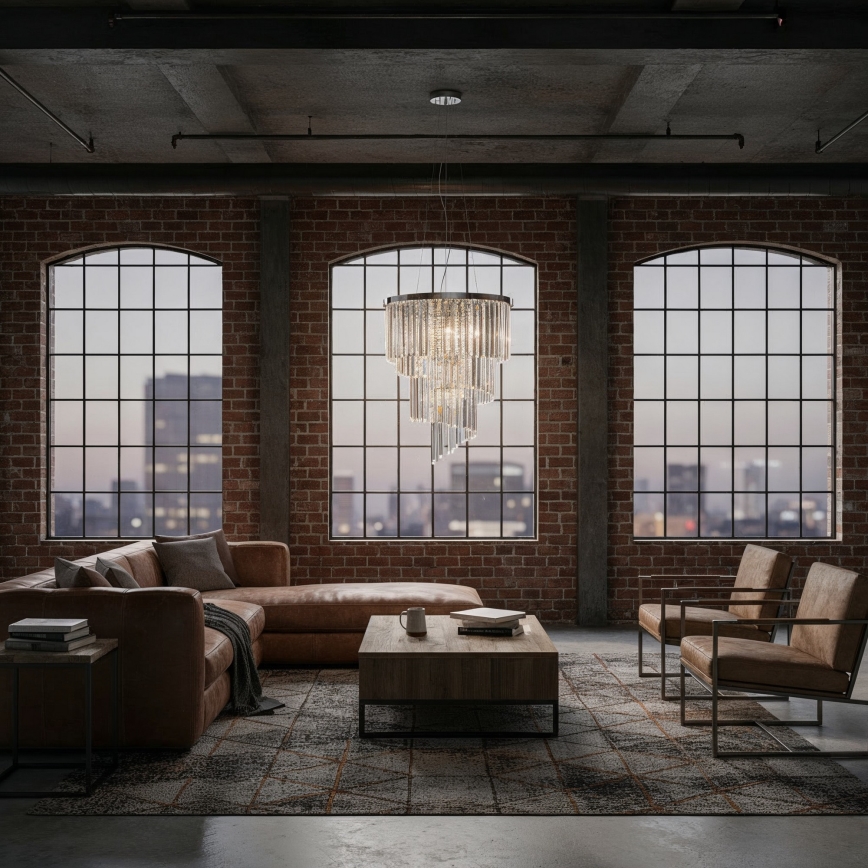 Ideal Lux - Crystal chandelier on a string CARLTON 12xE14/40W/230V d. 50 cm shiny chrome